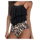 Women Sexy Ruffle High Waisted Swimsuits 2 Piece Spaghetti Straps Tankini Swimwears Underwired