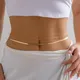 IngeSight.Z Sexy Multilayer Flat Snake Chain Belly Waist Chain for Women Simple Gold Color CCB Beads