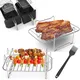 2Pcs Air Fryer Rack for Double Basket Air Fryers Stainless Steel BBQ Roasting Grilling Rack Air