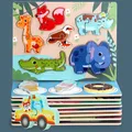 Wooden Puzzle Games Montessori Toy Ocean Animals Dinosaur Farm For Kids Child Educational Cognitive