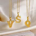 DUOYING Custom Initial Necklace Personalized A-Z Initials Pendant Kids Jewelry Wave Chain Gold