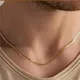 3mm Men Flat NK Chain Necklace Simple Stainless Steel Gold Color Choker For Women Men's Jewelry