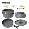PACOONE Camping Cookware Set Portable Cookware Kit Outdoor Pot Cooking Water Kettle Pan Set
