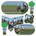Jurassic Dinosaurs Sets Birthday Decorations For Party Disposable Tableware Paper Napkins Cups