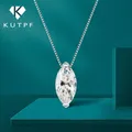 1CT Marquise Moissanite Pendant Neckalce 925 Sterling Silver Plated Gold Water Drop Diamond