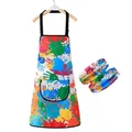 Children Art Apron Abstract Oil Paint Art Apron Waterproof Kitchen Cooking Chef Apron Smock With 2