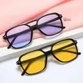 Brand Designer Square Sunglasses Women Fashion Blue Yellow Sun Glasses Female Vintage Retro Big