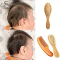 Newborn Baby Wooden Brush Baby Natural Wool Comb Newborn Hair Brush Infant Head Massager Portable