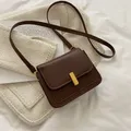 New Crossbody Bags for Women Flap Purses and Handbags Solid Color Vintage Brown Small Square Bag