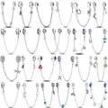 Silver Plated Safety Chains Rainbow Lucky Unicorn Chains Fit Original Pandora Charm Beads Pendent