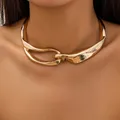 Lacteo Trendy Heavy Metal Cross Collar Choker for Women Gold Color Chunky Chain Necklace Jewelry On