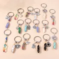 Fashion Colorful Natural Bullet Quartz Stone Keychain for Women Men Car Key Handbag Purse Hanging