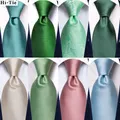 Cravatta da sposa in seta solida verde menta Hi-Tie per uomo Gemello Handky Regalo Cravatta da uomo