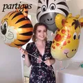 1Pc Jungle Animal Tiger Lion Monkey Zebra Giraffe Cow Air Helium Balloon Kids Safari Birthday Party