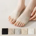 Invisible Simple Elasticity Women Socks Solid Color Mesh Half Palm Insoles Foot Care Five Finger