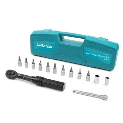 LIBRATON Bike Torque Wrench 1/4'', 1-6Nm, 0.05 Nm Micro, Torque Wrench Drive Click Torque Wrench Set Bicycle Maintenance Kit