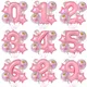 Butterfly Pink Number 0-9 Foil Balloons Set Girls Kids 1st Happy Birthday Party Decoration Supplies