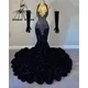 Halter Long Prom Dress For Black Girls Beaded Crystal Diamond Birthday Party Dresses Sequined
