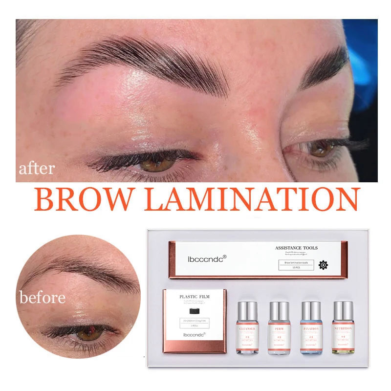 Pro Brow Lift Perming Kit per laminazione sopracciglia per sollevamento sopracciglia con pellicola trasparente Lozione permanente alla cheratina nutrizionale per uso domestico