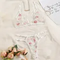 Set di biancheria intima da donna intimo ricamo fiore pizzo reggiseno perizoma Lingerie Set perizoma