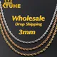 3mm Rope Chain Stainless Steel Necklace Unisex Rose Gold Color Chains Wholesale Drop Shipping
