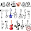 925 Sterling Silver Lovely Deer，Bichon Puppy，Glass Sea Turtle Dangle Charm Bead Fit Original Pandora