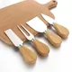 WIKHOSTAR 4pcs/set Stainless Steel Cheese Knives Oak Handle Cheese Cutter Cheese Board Butter