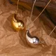 YILUOCD Vintage Gold Plated Chunky Dome Drop Necklaces Glossy Thick Teardrop Necklace Water Drop