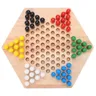 Hexagonal Checker Board Durable Wooden Chinese Style Chinese Checkers Embedded Design Wooden