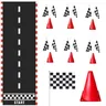 Mini coni di traffico auto da corsa festa a tema bandiera a scacchi tovaglia cono di traffico per