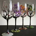 Four Seasons Tree Wine Glasses Unique Hand Painted Wine Glass Gift for Birthdays Wedding Valentines
