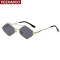 Peekaboo double bridge rhombus sunglasses for men polygon frame metal ladies sun glasses uv400 green