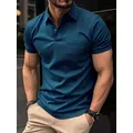 Men's summer business zipper pocket POLO shirt short sleeve; Wrinkle-resistant seamless lapels go