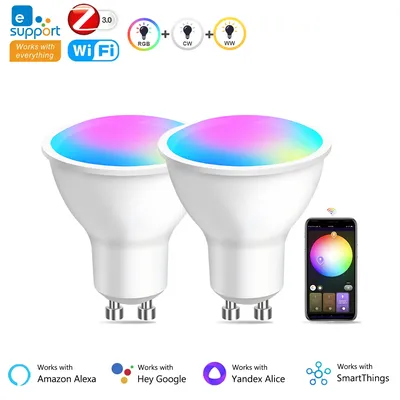 GU10 Zigbee/Wifi Led Light Bulb RGB CW WW Spotlights Led Bulbs Smart Led Lamp Work With Alexa Echo Hub Google Yandex Smartthings
