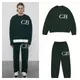 New Cole Buxton Dark Green Navy Blue CB Letter Knitted Jacquard Logo Crew Neck Loose Knit Men's