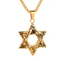 Hip Hop Star of David Pendant Gold Silver Color Stainless Steel Hexagram Necklace for Women Men