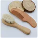 Newborn Baby Hair Bath Brush Comb Natural Wooden Soft Wool Brush Head Comb Infant Head Massager