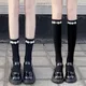 Solid Color Black White Socks Women Stockings Pearl Sweet Girls Long Socks Stockings Women JK