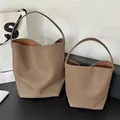 Motingsome Soft Cowhdie Minimalism Women Bucket Bag Elegant French Style Lady Large Tote Bag Luxury