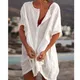 Qisin Hot 2023 Cotton Tunics for Beach Women Swimsuit Cover-ups Woman Swimwear Beach Cover up