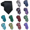Hi-Tie Designer 8.5cm Business Black Plaid Paisley Silk Mens Elegant Tie Luxury Necktie for Men