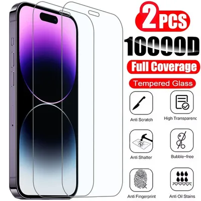 2Pcs Tempered Glass for IPhone 14 13 12 11 Pro Max Screen Protector for IPhone 12Mini 13Mini 7 8 15