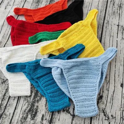 Hot Men Women Breathable Underwear Hand Crochet Low Rise Swimming Sunbathing Male Boxers Panties Briefs Шорты Мужские 남성트렁크팬티
