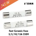 10Pcs/lot 6*30mm fast ceramic fuses Kit assortment 250V 3A 5A 10A 6x30mm AMP Fuse tube