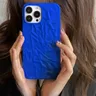 Fashion Klein Blue Tin Foil Case For iPhone 15 14 13 12 11 Pro Max Mini X Xr Xs 8 7 Plus 3D Water