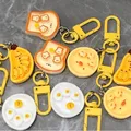 Cartoon Cute Breakfast Plate Bread Banana Eggs Pendant Key Chain Yellow Fun Food Toys Keychain Women