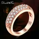 Double Fair Women's Engagement Rings Rose Gold Color Crystal Fashion White CZ Stone Wedding Ring
