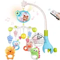 Baby Crib Mobile with Lights Music Projection for Infants 0-6 Months Remote Control Crib Toys for