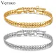 VQYSKO Stainless Steel Curb Cuban Link Bracelets For Men Women Gold Silver Color Miami Chunky Chain