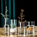 Glass Hydroponic Vase Transparent Glass Vase Glass Cylinder Vases Candle Holders Clear Flower Vase